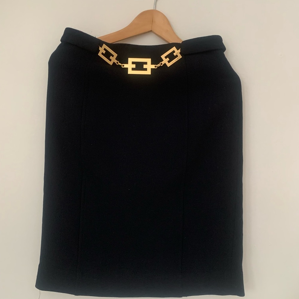 Milly black wool blend skirt